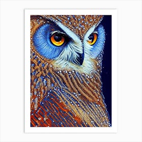 Owl Pointillism Bird Art Print