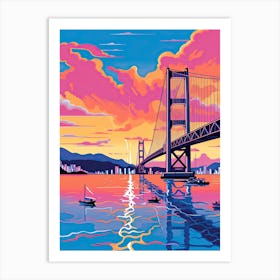Tsing Ma Bridge, Hong Kong, Colourful 4 Art Print
