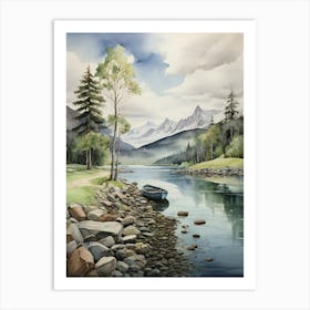 Watercolour Of A Lake 3 Art Print