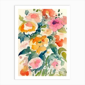 Watercolor Bouquet of Flowers Art Print