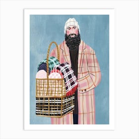 Man With A Basket Art Print