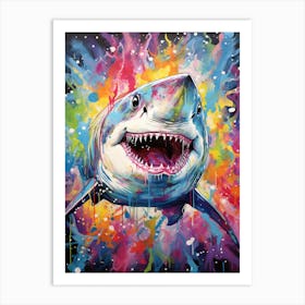  A Great White Shark Vibrant Paint Splash 1 Art Print