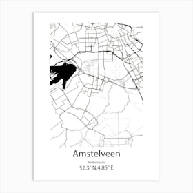 Amstelveen,Netherlands Minimalist Map Art Print