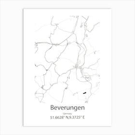 Beverungen,Germany Minimalist Map Art Print