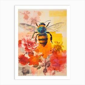 Floral Bees Screen Print Inspired 3 Art Print