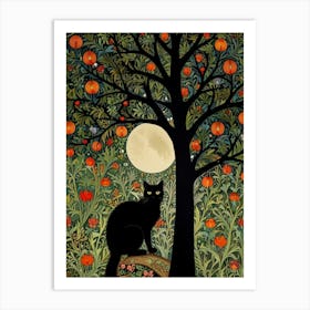 Cat In An Orange Tree Style William Morris Art Print