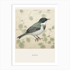 Ohara Koson Inspired Bird Painting Robin 4 Poster Art Print