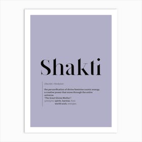 Shakti. Dictionary Definition of Word. Purple Art Print