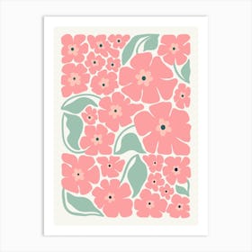 Pink Flowers Boho Botanical Matisse Style Art Print