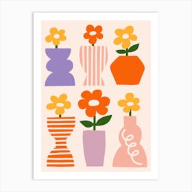 Colorful Flower Vases Print 1 Art Print