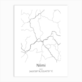 Niimi,Japan Minimalist Map Art Print