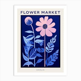 Blue Flower Market Poster Dahlia 3 Art Print