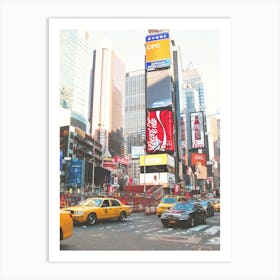 New York, USA I Times Square madness with taxis yellow cabs and its ads to illustrate the effervescence of Big Apple and its mythical locations surrounded by skyscrapers and New Yorker loft photography Art Print