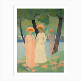 Three Women In Hats Art Print