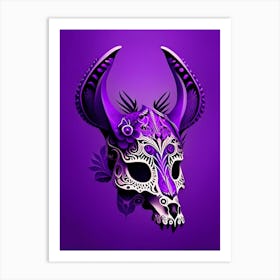 Animal Skull Purple 3 Mexican Art Print