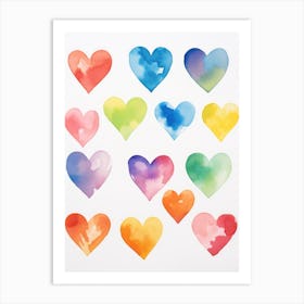 Watercolor Hearts 9 Art Print