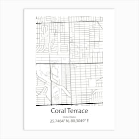 Coral Terrace,United States Minimalist Map 1 Art Print