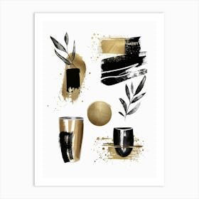 Gold And Black Abstract Painting 101 Art Print