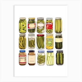 Pickles And Pickles Jars Illustration 2 Art Print
