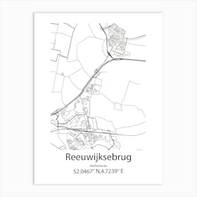 Reeuwijksebrug,Netherlands Minimalist Map Art Print