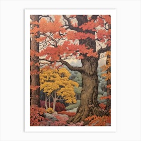 Bigtooth Aspen 3 Vintage Autumn Tree Print  Art Print