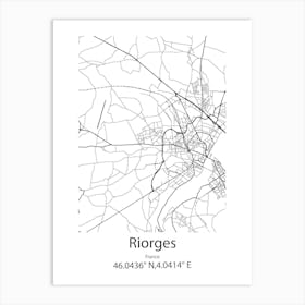 Riorges,France Minimalist Map Art Print