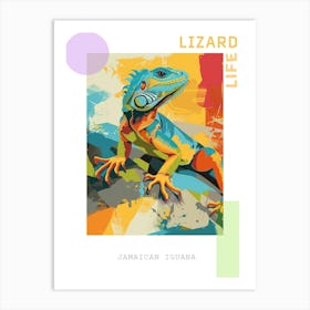 Turquoise Jamaican Iguana Abstract Modern Illustration 3 Poster Art Print