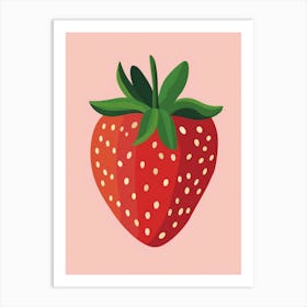 Strawberry On A Pink Background 1 Art Print