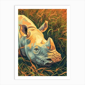 Rhino In The Grass 1 Art Print