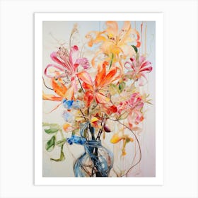 Abstract Flower Painting Honeysuckle 3 Art Print