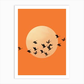 Flying Cranes Art Print
