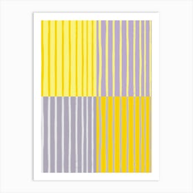 Yellow And Grey Stripes Art Print