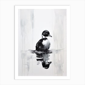 Minimalist Black & White Painting Of A Duckling Art Print