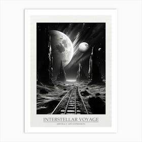 Interstellar Voyage Abstract Black And White 7 Poster Art Print