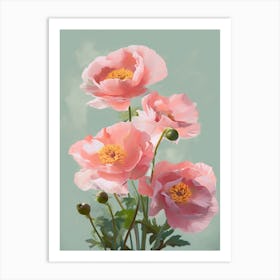 Roses Flowers Acrylic Painting In Pastel Colours 7 Art Print