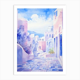 Watercolor Of Santorini Art Print