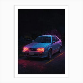 Neon Car At Night 2 Art Print