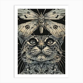 Cat With Moth Art Print