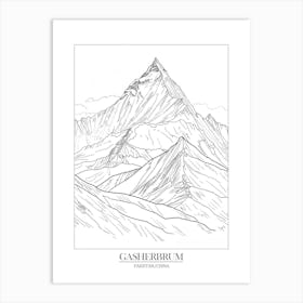 Gasherbrum Pakistan China Line Drawing 8 Poster 4 Art Print