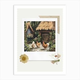 Scrapbook Cottage Chickens Fairycore Painting 1 Art Print