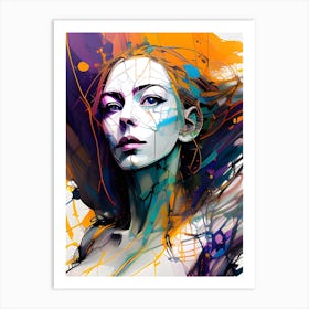 Abstract Girl Portrait Painting Art Print