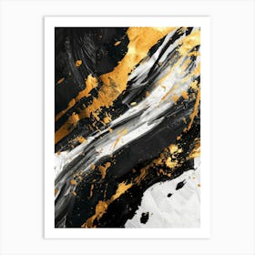 Abstract Gold And Black Painting 1 Art Print