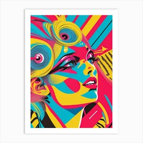 Girl With Colorful Hair Art Print