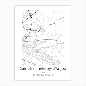 Saint Barthelemy D Anjou,France Minimalist Map Art Print