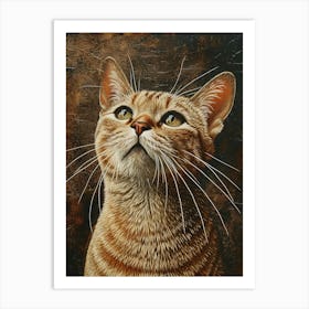 Exotic Shorthair Cat Relief Illustration 3 Art Print