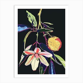 Neon Flowers On Black Bergamot 2 Art Print