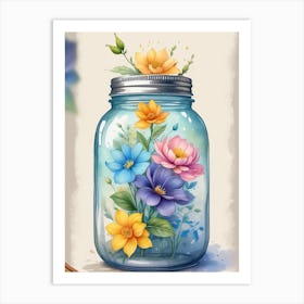 Flowers In A Jar Art Print