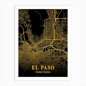 El Paso Gold City Map 1 Art Print