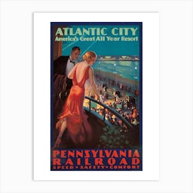 Travel To Atlantic City By Pennsylvania Railroad Art Print