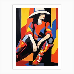 Collage Of Cowgirl Matisse Inspired 1 Art Print